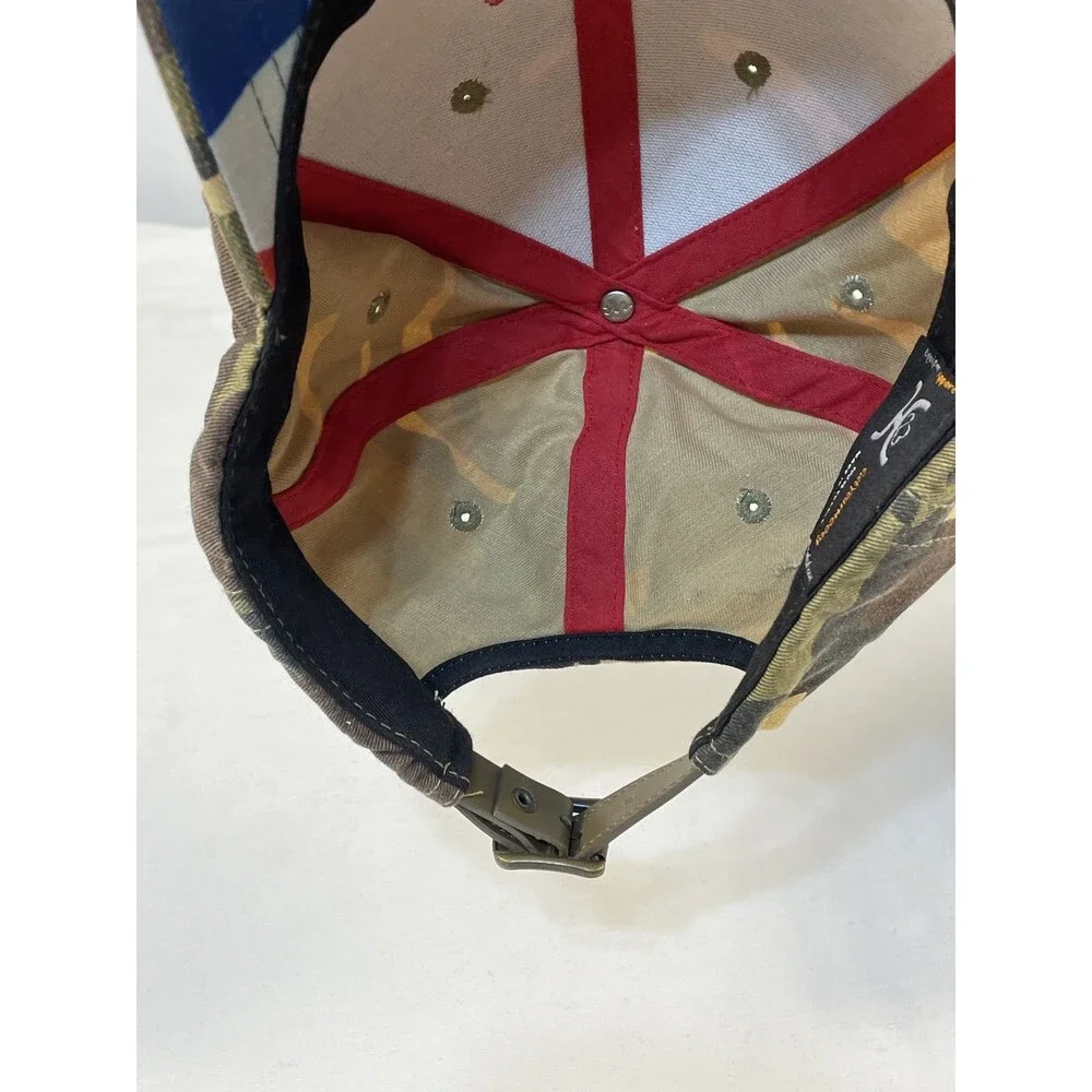 Hooey Camouflage Hat Men's Adjustable Baseball Cap Red Logo Skull Flag Underbrim